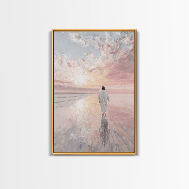 Radiant Shore Peace, Framed Canvas Print, Christian Wall Art, Christian Art Canvas, Jesus Painting, Modern Christian Painting, Christian Gi