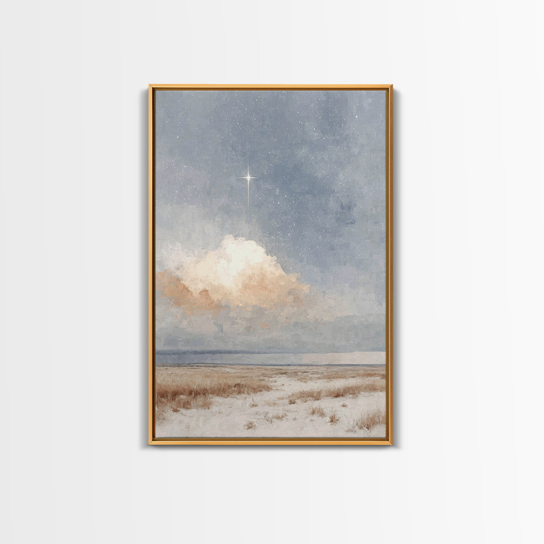 Guiding Star Fields – Framed Canvas Print – Christian Wall Art – Christmas Art Prints – Christian Art Canvas – Christian Christmas Art – Ch