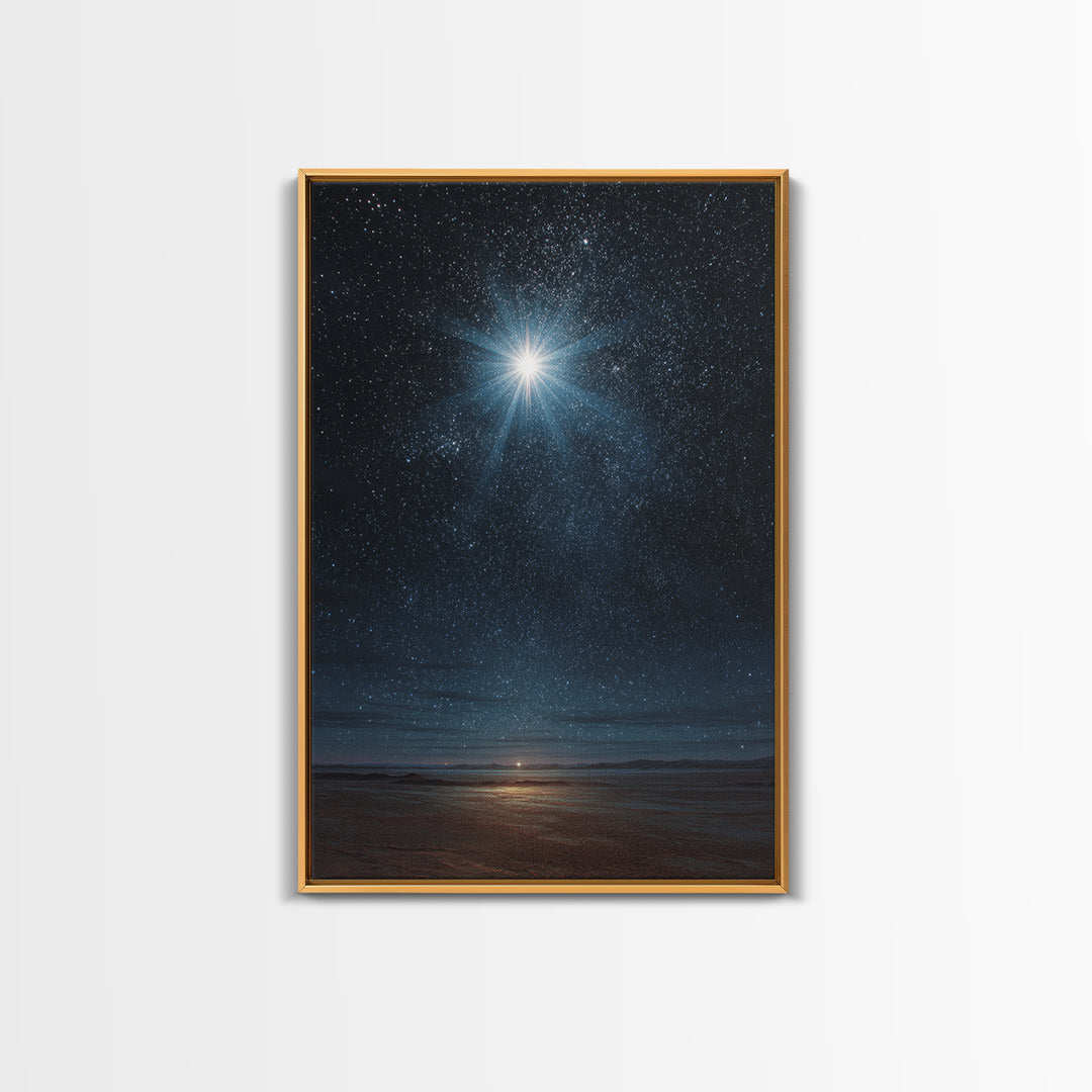 Holy Radiant Star – Framed Canvas Print – Christian Art Canvas – Christmas Wall Art – Christian Christmas Art – Modern Christian Art – Chri