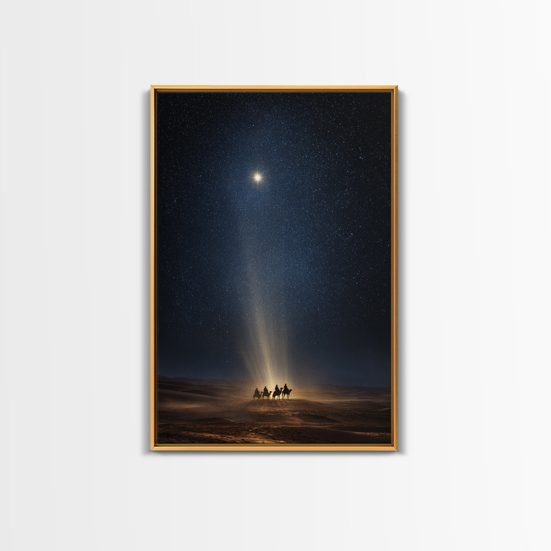 Wisemen Night Journey, Framed Canvas Print, Christian Christmas Art, Christmas Wall Art, Christian Art Canvas, Modern Christian Art, Christ