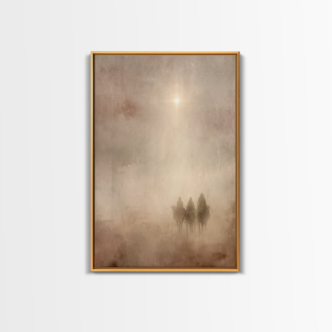Desert Light Journey, Framed Canvas Print, Christian Christmas Art, Christian Wall Art, Christian Art Canvas, Christmas Art, Jesus Painting