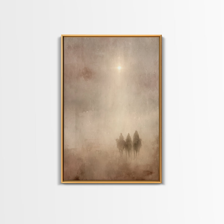 Desert Light Journey, Framed Canvas Print, Christian Christmas Art, Christian Wall Art, Christian Art Canvas, Christmas Art, Jesus Painting