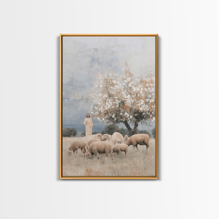 Hillside Blossoms Peace | Framed Canvas Print | Christian Wall Art | Jesus Painting | Christian Art Canvas | Christian Christmas Art