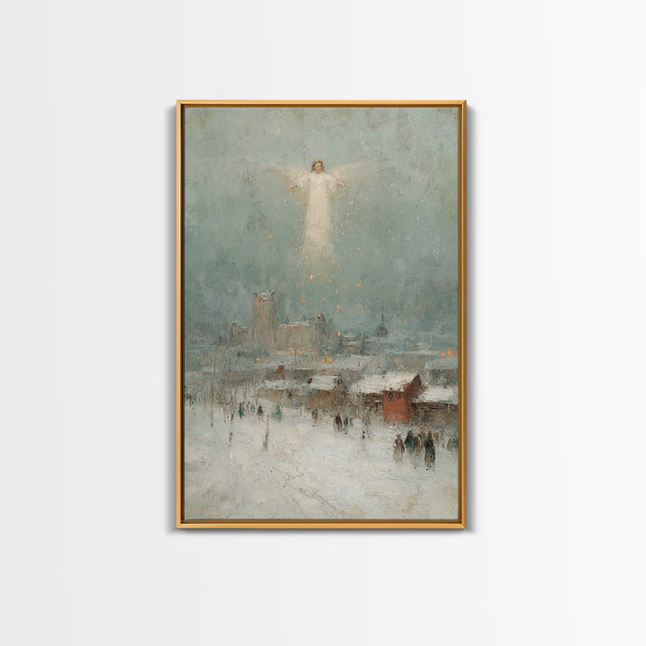 City Of Angels – Framed Canvas Print – Christian Wall Art – Christian Art Canvas – Christian Christmas Art – Christmas Art – Modern Christi