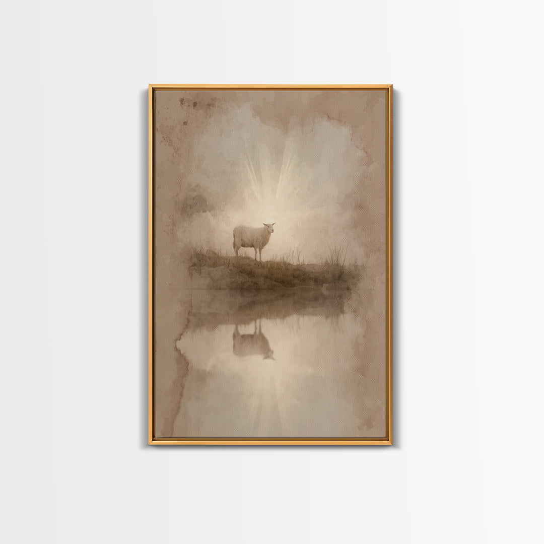 Lamb Of Morning Light – Framed Canvas Print – Christian Art Canvas – Christian Wall Art – Christian Gift Ideas – Christian Art – Jesus Pain