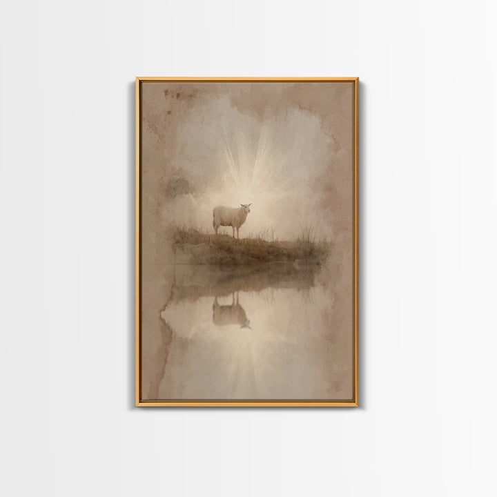 Lamb Of Morning Light – Framed Canvas Print – Christian Art Canvas – Christian Wall Art – Christian Gift Ideas – Christian Art – Jesus Pain