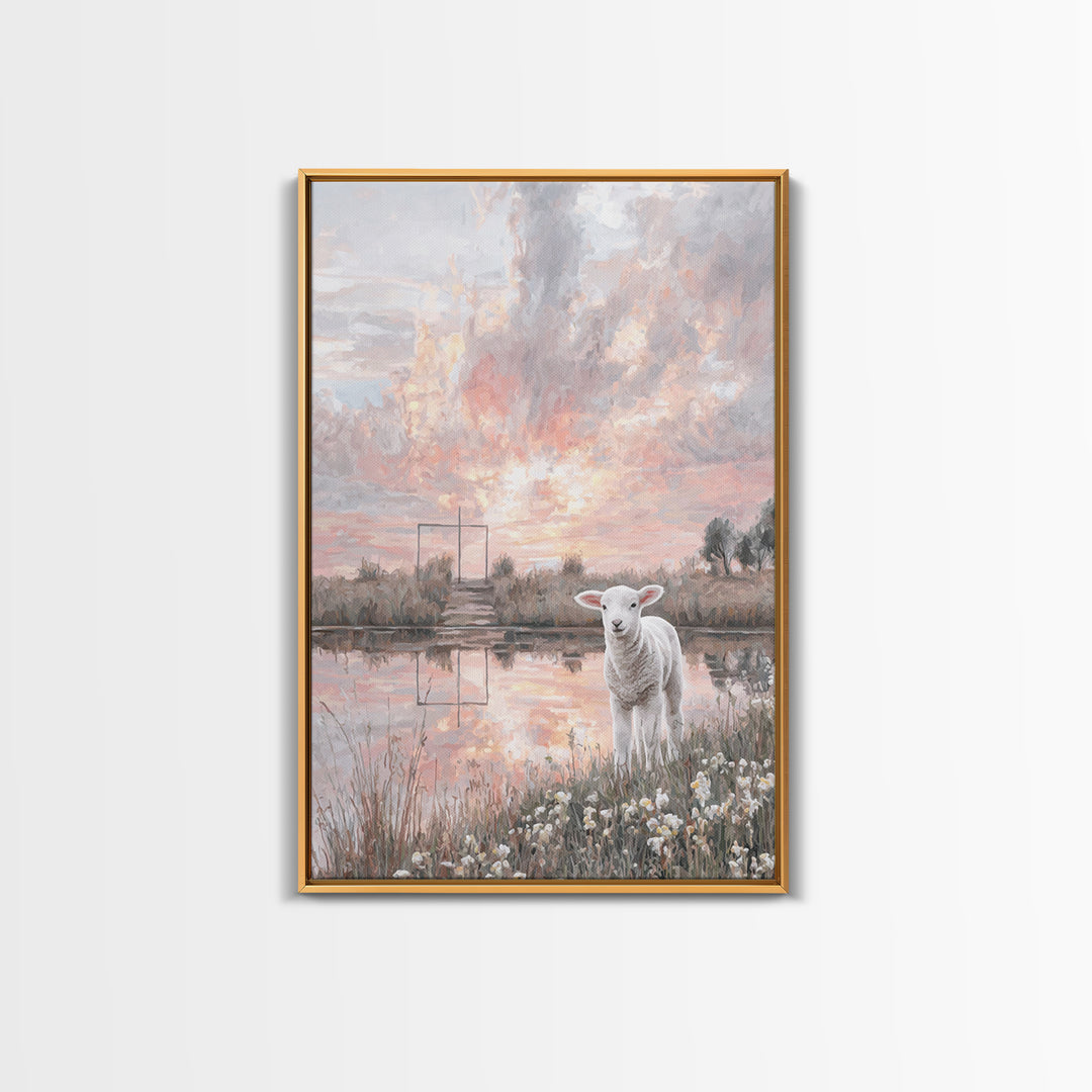 Lamb of Peace | Framed Canvas Print | Christian Wall Art | Christian Art Canvas | Jesus Painting | Christian Christmas Art