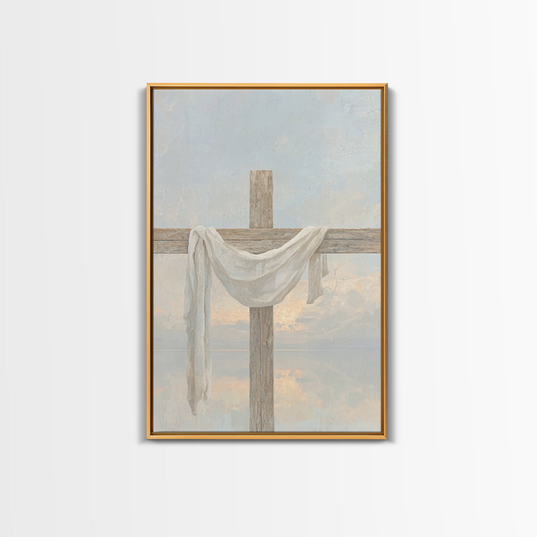 Cross of Renewal, Framed Canvas Print, Christian Wall Art, Christian Art Canvas, Christian Painting, Christian Christmas Art