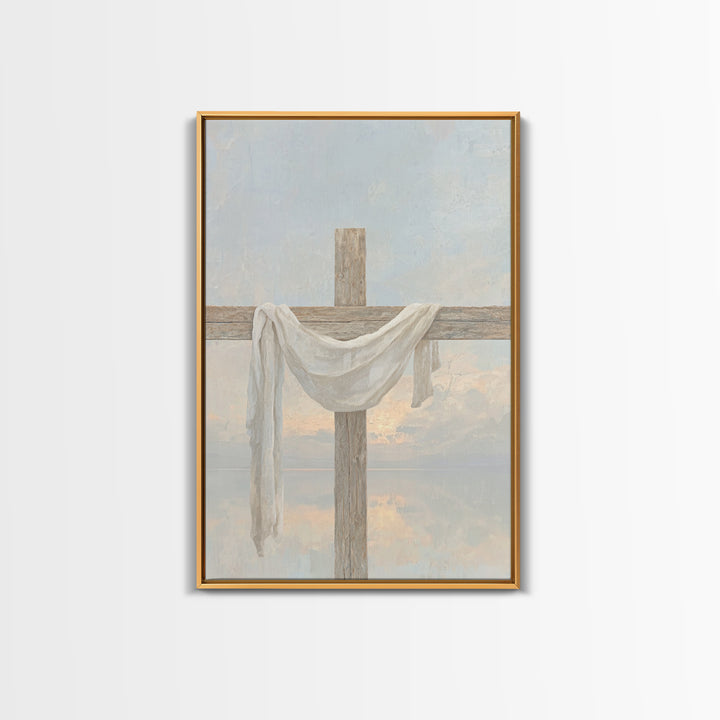 Cross of Renewal, Framed Canvas Print, Christian Wall Art, Christian Art Canvas, Christian Painting, Christian Christmas Art
