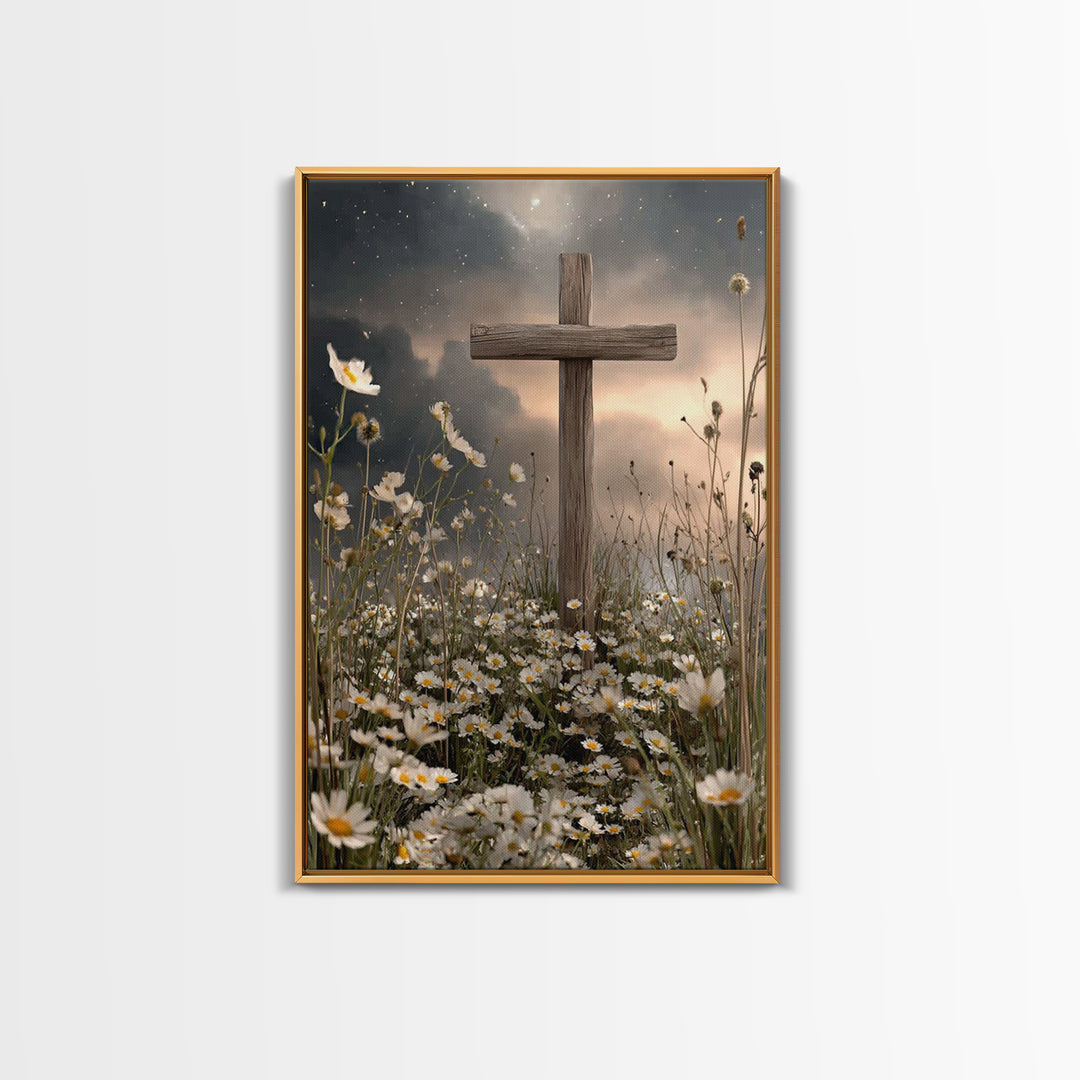 Nightfall Mercy – Framed Canvas Print – Christian Wall Art – Christian Art Canvas – Christian Painting – Christian Christmas Art