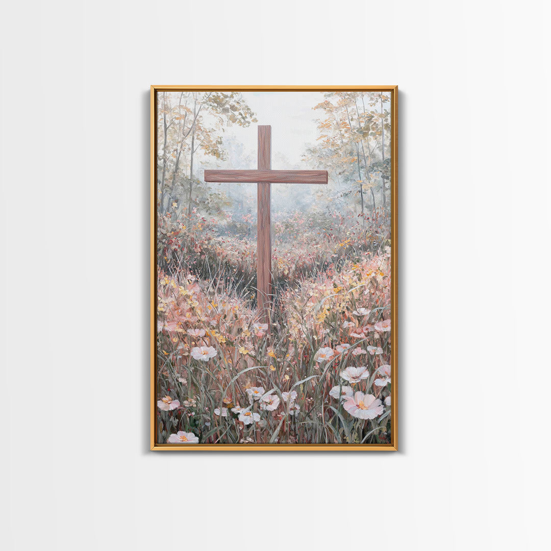 Blooming Redemption – Framed Canvas Print – Christian Art Canvas – Christian Wall Art – Christian Painting – Christian Christmas Art