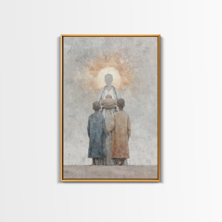 Holy Embrace, Framed Canvas Print, Christian Art Canvas, Christian Wall Art, Christian Art Work, Christian Christmas Art
