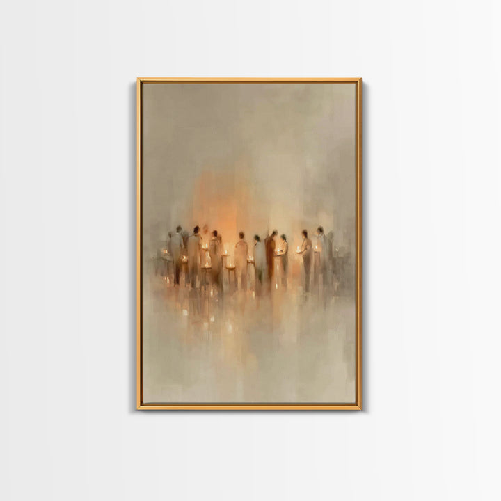 Gentle Candle Circle | Framed Canvas Print | Christian Art | Christian Art Canvas | Minimalist Christian Art | Christian Wall Art | Christm