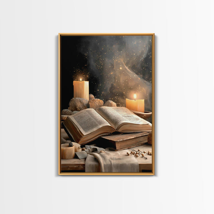 Scripture And Flame - Framed Canvas Print - Christian Wall Art - Jesus Painting - Christian Decor - Christian Art Canvas - Christmas Art