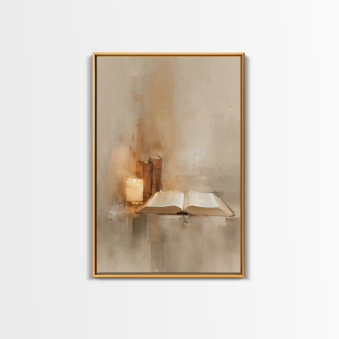 Sacred Reading Light – Framed Canvas Print – Christian Wall Art – Christian Art Canvas – Vintage Christian Art – Christian Painting – Chris