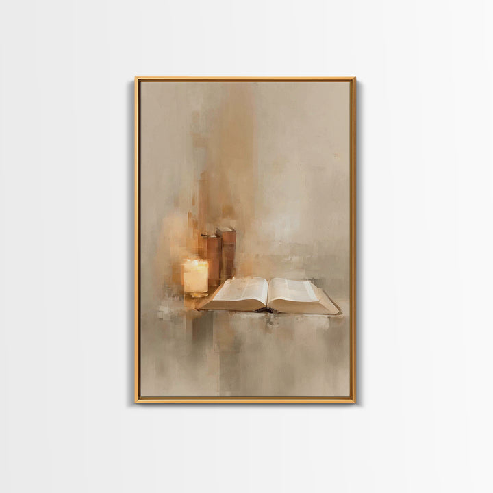 Sacred Reading Light – Framed Canvas Print – Christian Wall Art – Christian Art Canvas – Vintage Christian Art – Christian Painting – Chris