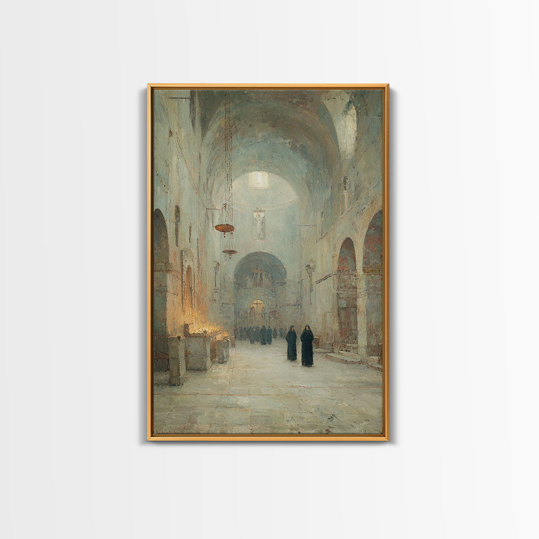 Hallowed Sanctuary Stillness – Framed Canvas Print – Christian Wall Art – Christian Art Print – Vintage Christian Art – Christian Art Canva