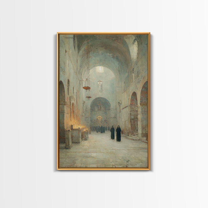 Hallowed Sanctuary Stillness – Framed Canvas Print – Christian Wall Art – Christian Art Print – Vintage Christian Art – Christian Art Canva