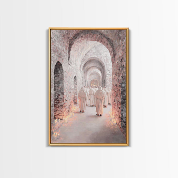 White-Robed Procession – Framed Canvas Print – Christian Art Canvas – Christian Wall Art – Christian Christmas Art – Christmas Art Prints –