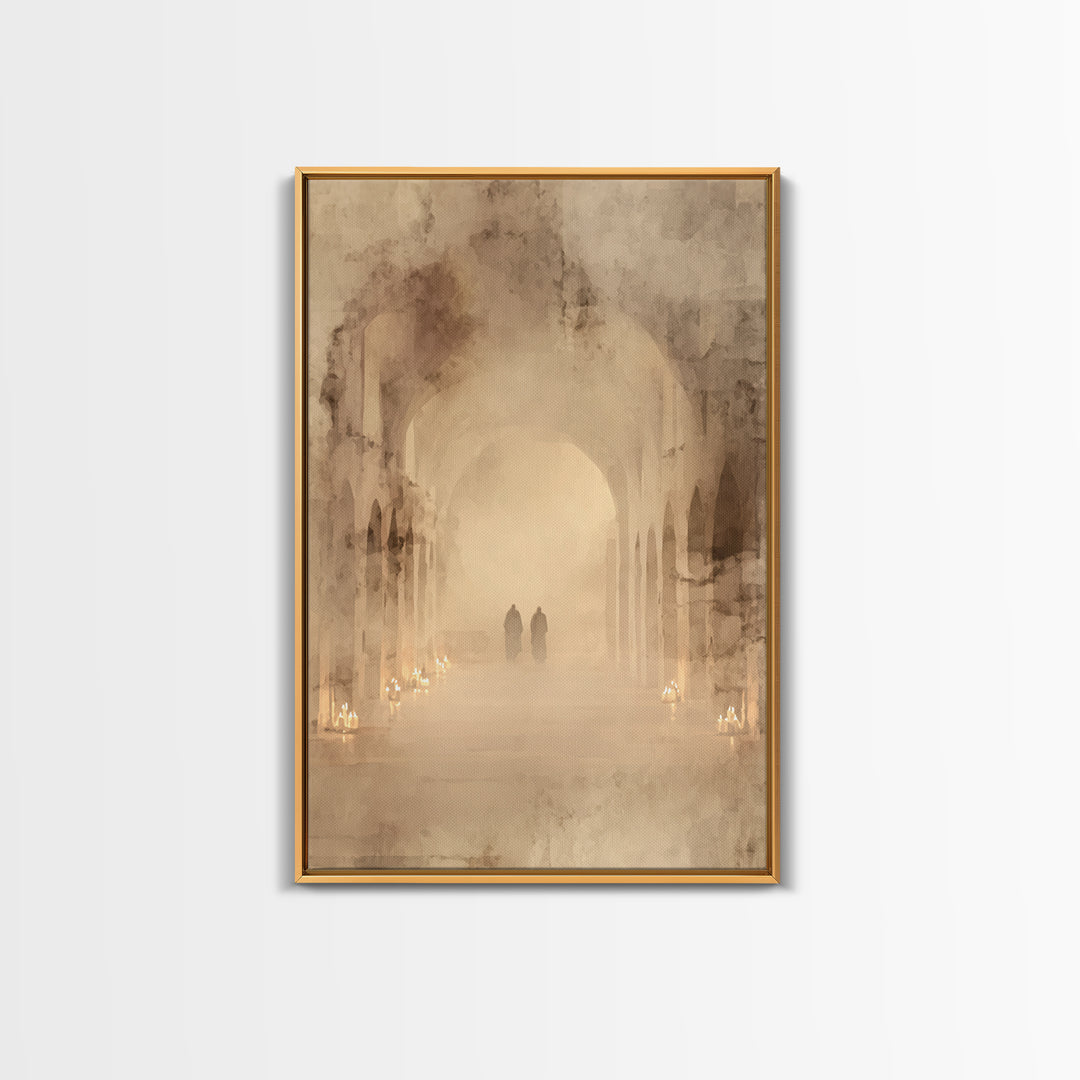 Silent Cloister Haze – Framed Canvas Print – Christian Wall Art – Minimalist Christian Art – Subtle Christian Art – Christian Painting – Ch