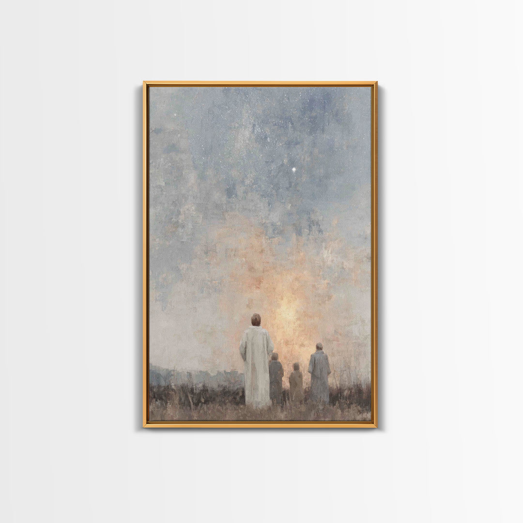 Skyward Wonder – Framed Canvas Print – Christmas Art Prints – Christian Wall Art – Christian Art Canvas – Christian Christmas Art – Vintage