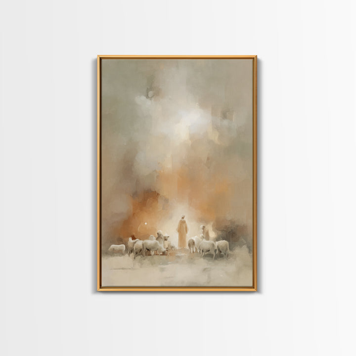 Shepherds Of Light | Framed Canvas Print | Christian Wall Art | Christian Art Canvas | Christian Christmas Art | Christmas Art Work | Chris