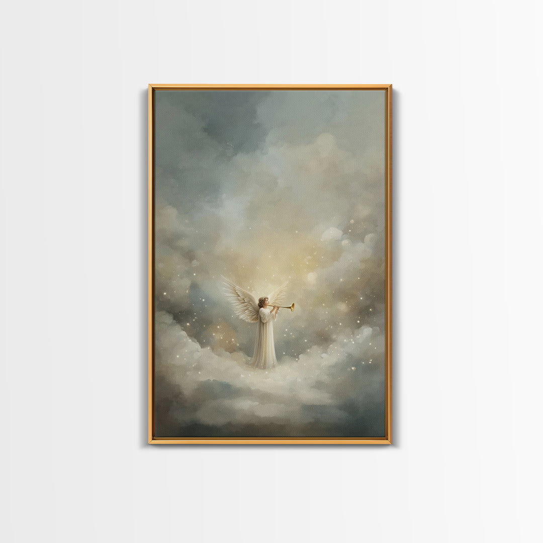 Herald Of Heaven, Framed Canvas Print, Christian Art Canvas, Christian Wall Art, Angel Art, Christmas Wall Art, Christian Christmas Art