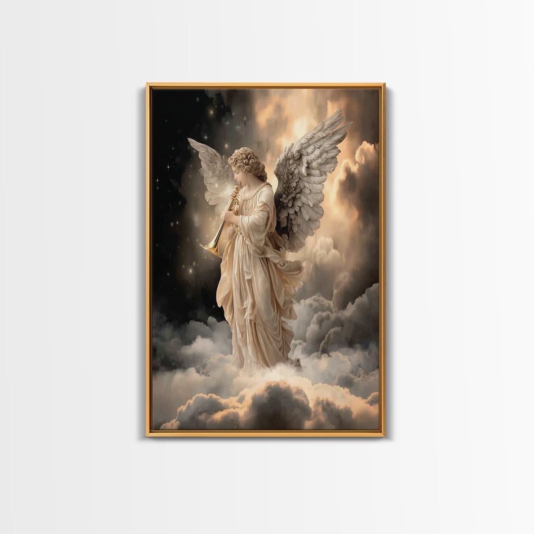 Trumpet Of Glory | Framed Canvas Print | Christian Art Canvas | Christian Wall Art | Modern Christian Art | Christmas Art Work | Christian