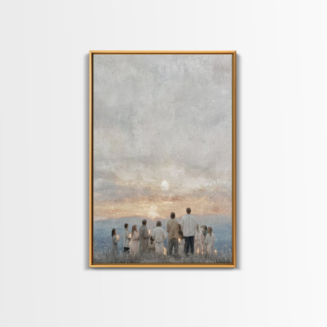Early Light Gathering, Framed Canvas Print, Christian Wall Art, Christian Art Painting, Minimalist Christian Art, Christmas Art Framed, Chr