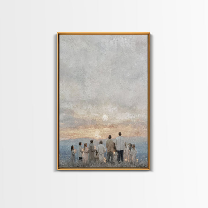 Early Light Gathering, Framed Canvas Print, Christian Wall Art, Christian Art Painting, Minimalist Christian Art, Christmas Art Framed, Chr