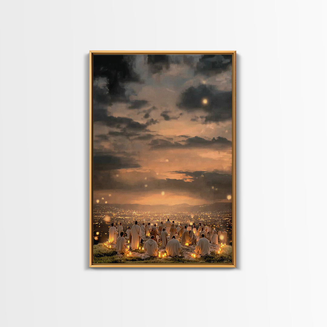 Eternal Night Glow, Framed Canvas Print, Christian Wall Art, Christian Christmas Art, Modern Christian Art, Christmas Art Work, Christian D