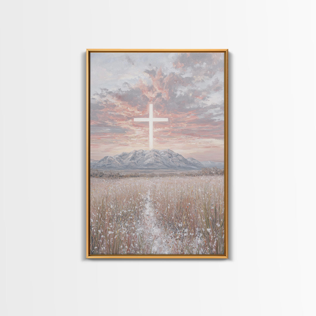 Field Of Mercy | Framed Canvas Print | Christian Wall Art | Christian Art Canvas | Minimalist Christian Art | Christian Paintings | Christi