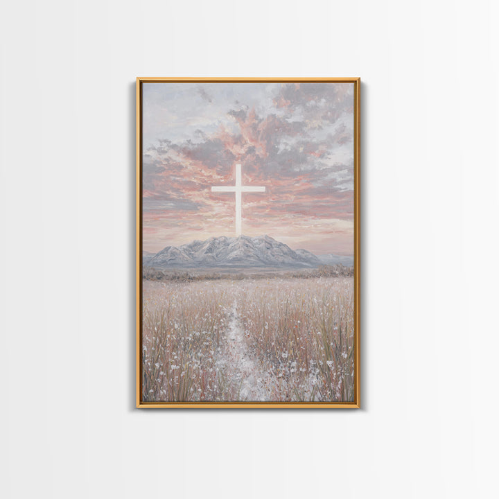 Field Of Mercy | Framed Canvas Print | Christian Wall Art | Christian Art Canvas | Minimalist Christian Art | Christian Paintings | Christi