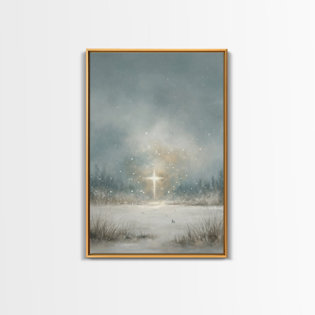 Radiant Summit Cross, Framed Canvas Print, Christian Art Canvas, Christian Wall Art, Modern Christian Art, Christian Art Work, Christian Ch