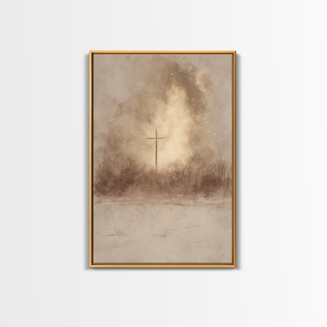Dawn Of Mercy | Framed Canvas Print | Christian Art Canvas | Christian Wall Art | Moody Christmas Art | Christian Gift