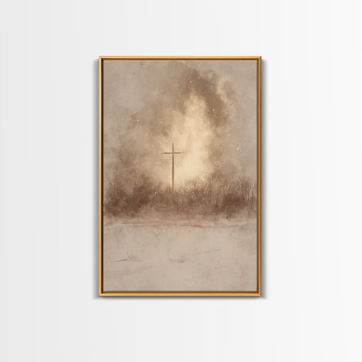 Dawn Of Mercy | Framed Canvas Print | Christian Art Canvas | Christian Wall Art | Moody Christmas Art | Christian Gift