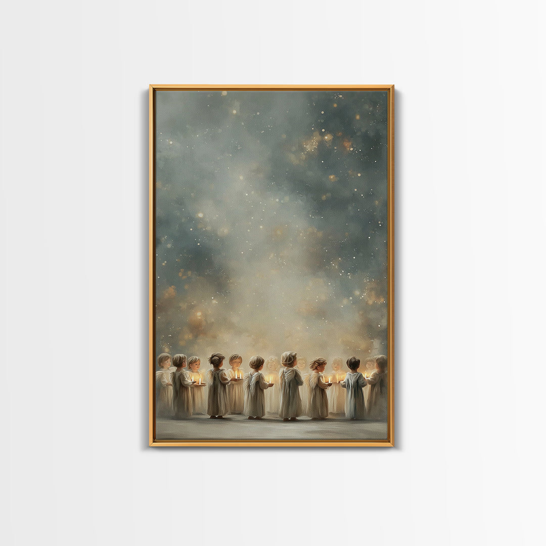 Circle Of Angels – Framed Canvas Print – Christian Wall Art – Christian Art Canvas – Christmas Art – Christian Christmas Decor