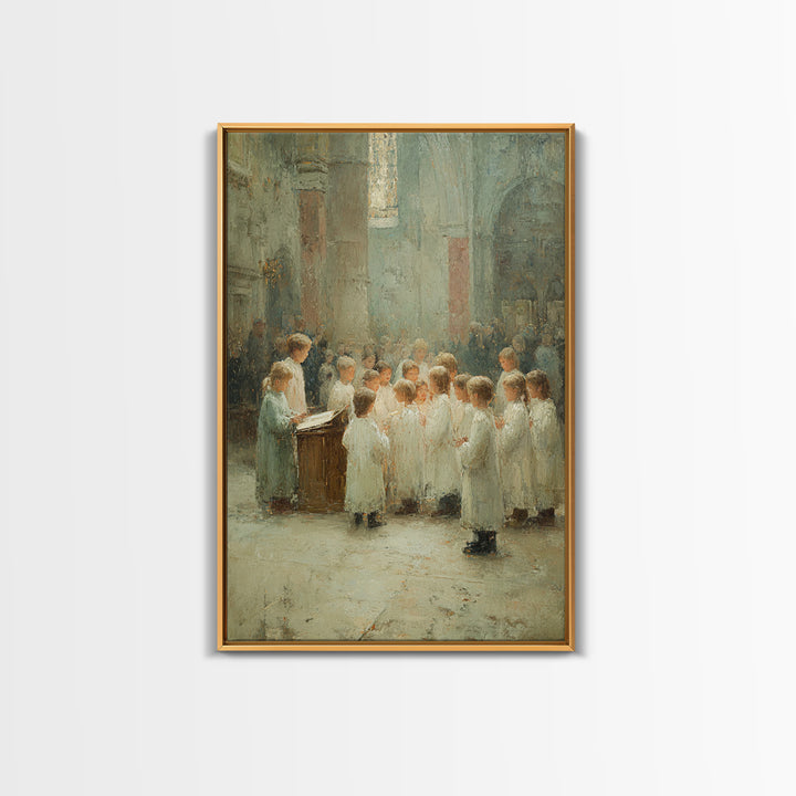 Choir Of Praise, Framed Canvas Print, Christian Wall Art, Christian Art Canvas, Christian Gift, Vintage Christian Art