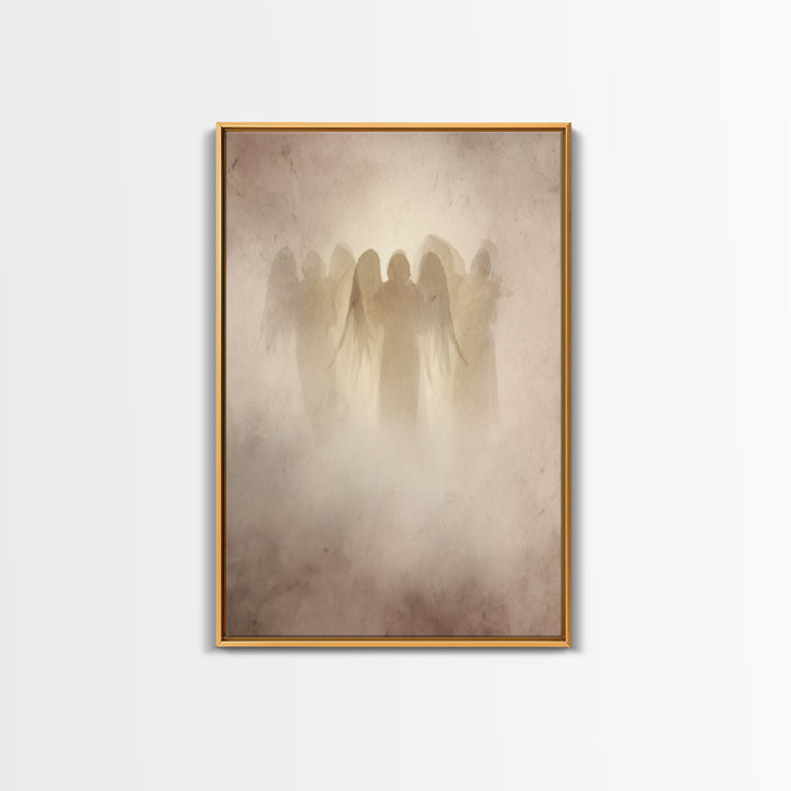 Veiled Guardians – Framed Canvas Print – Christian Art Canvas – Christian Wall Art – Minimalist Christian Art – Christian Decor – Christian
