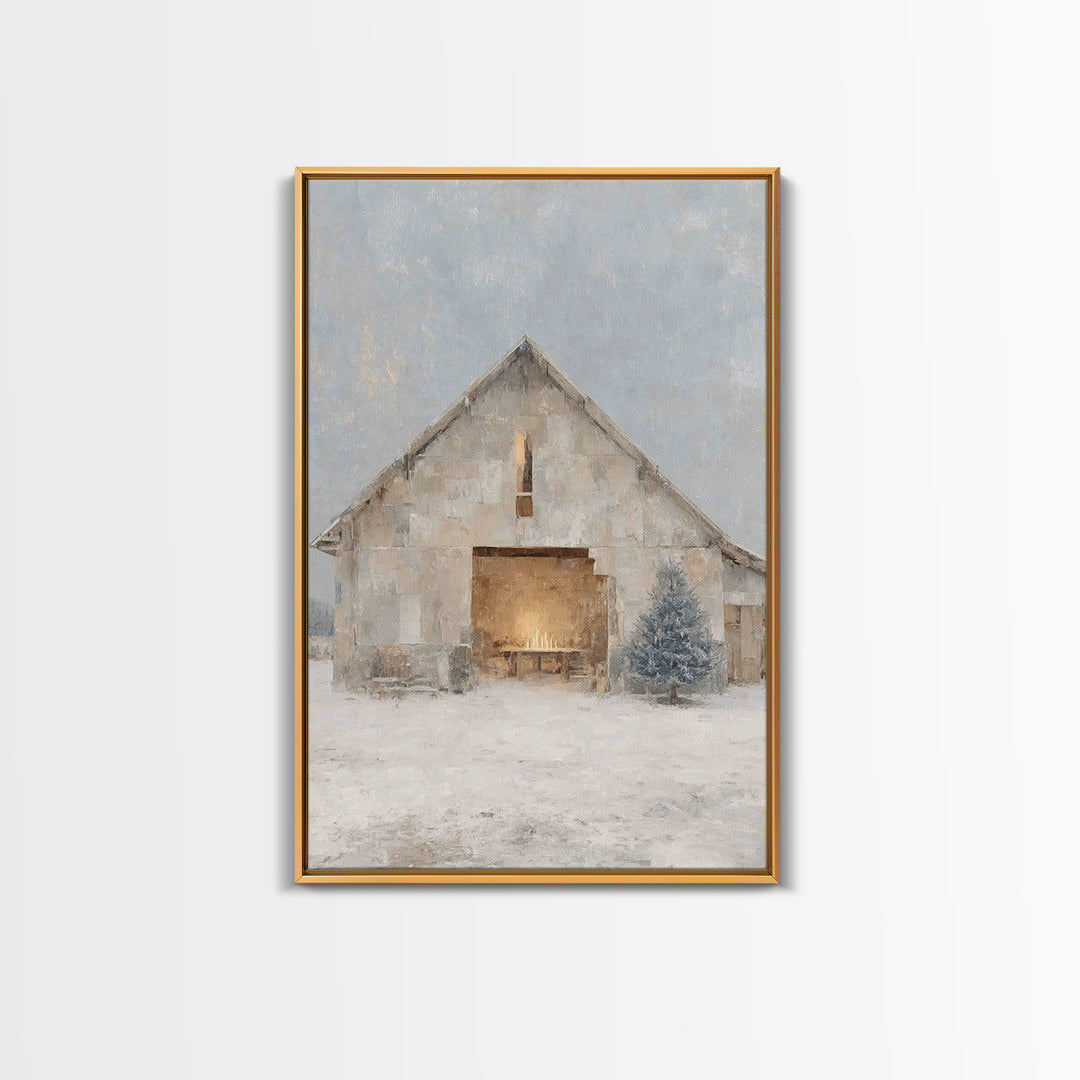 Holy Night Stable, Framed Canvas Print, Christian Christmas Art, Christmas Wall Art, Christian Art Canvas, Jesus Christmas Art, Christmas A