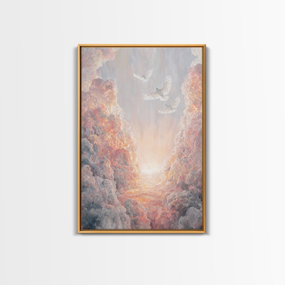 Doves Of Heaven – Framed Canvas Print – Christian Wall Art – Christian Art Canvas – Christmas Art – Christian Decor – Christian Gift Ideas