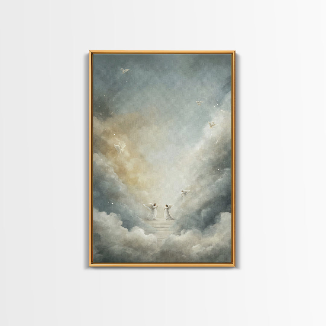 Heavenly Watch – Framed Canvas Print – Christian Art Canvas – Christian Wall Art – Christmas Art – Christian Gift Ideas – Christian Decor