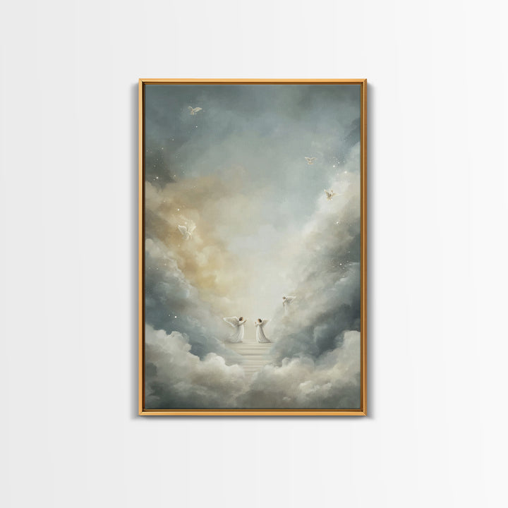 Heavenly Watch – Framed Canvas Print – Christian Art Canvas – Christian Wall Art – Christmas Art – Christian Gift Ideas – Christian Decor