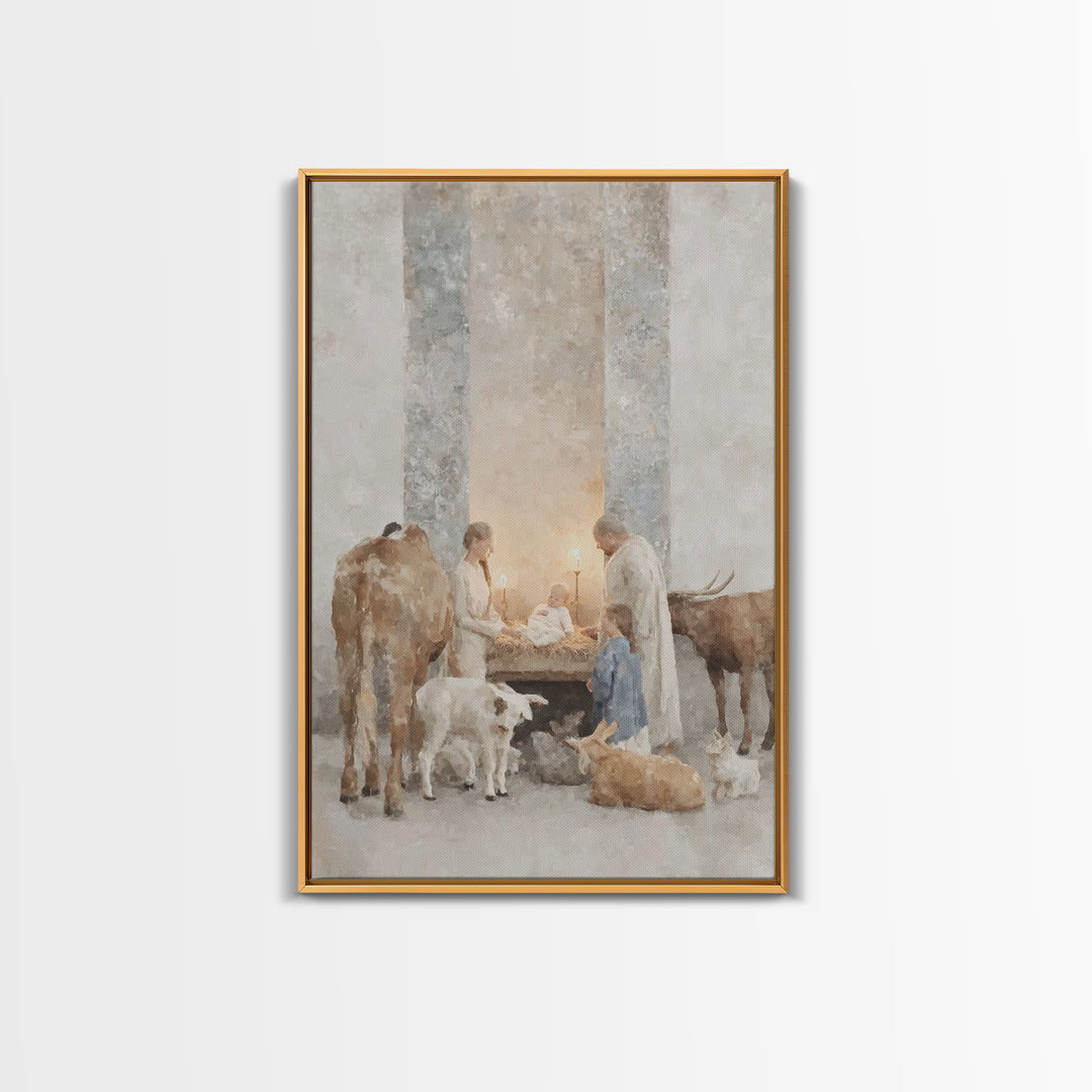 Manger Glory – Framed Canvas Print – Christian Wall Art – Christian Art Canvas – Christmas Wall Art – Christian Christmas Decor – Christian