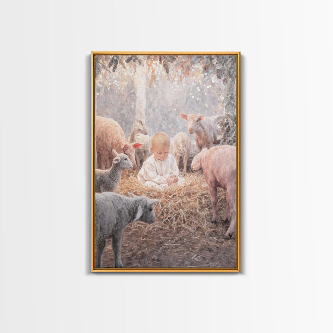 Lamb Of Peace – Framed Canvas Print – Christian Christmas Art – Christian Art Canvas – Christmas Art – Christian Wall Art – Christian Gift