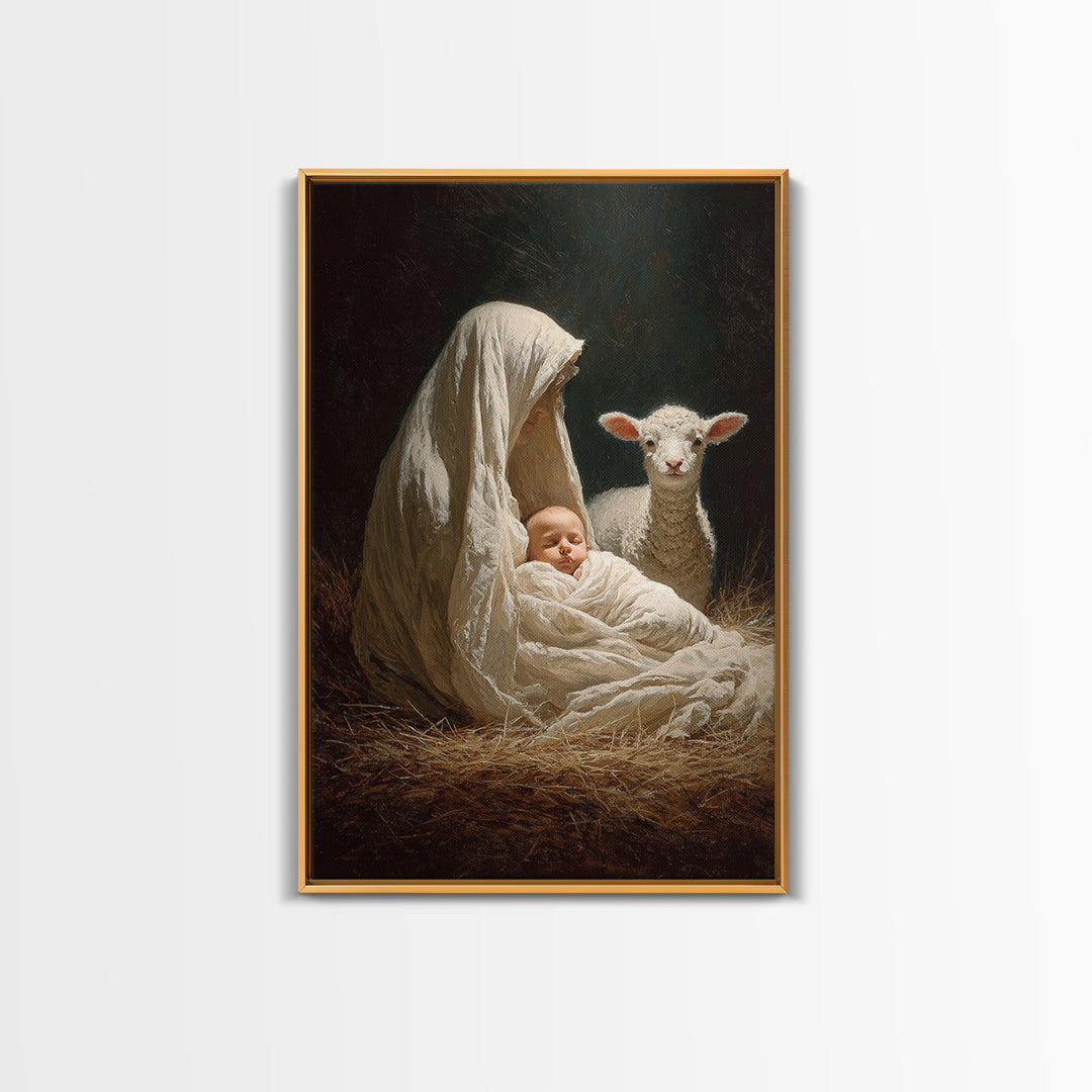 Radiant Child Promise – Framed Canvas Print – Christian Wall Art – Christian Christmas Art – Jesus Painting – Christmas Art Framed – Christ