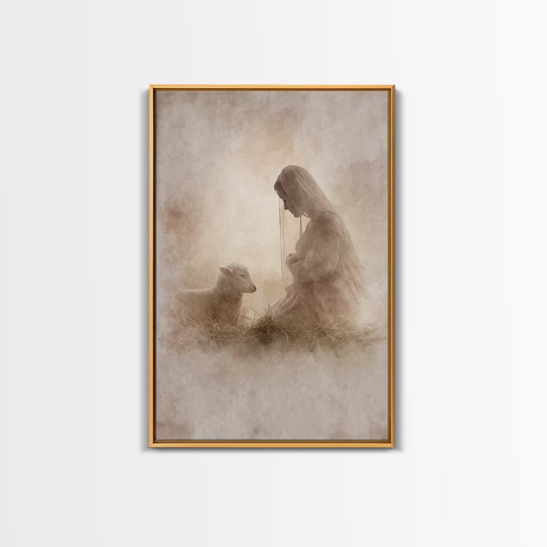 Sacred Night Calm – Framed Canvas Print – Christian Art Canvas – Christian Christmas Art – Jesus Christmas Art – Christian Wall Art – Chris