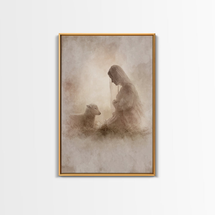 Sacred Night Calm – Framed Canvas Print – Christian Art Canvas – Christian Christmas Art – Jesus Christmas Art – Christian Wall Art – Chris