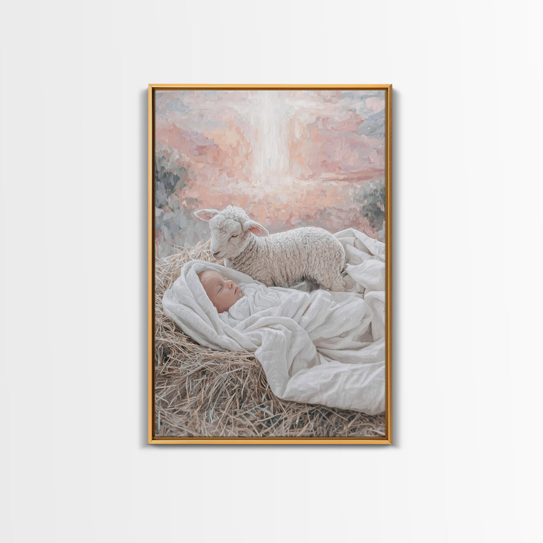 Divine Dawn Rest | Framed Canvas Print | Christian Art Canvas | Jesus Christmas Art | Christian Wall Art | Modern Christian Art | Christmas