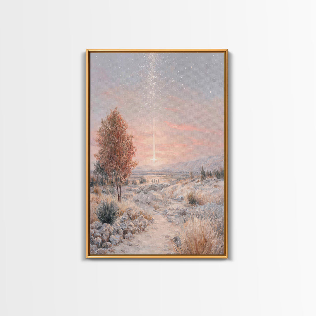 Starfall Journey – Framed Canvas Print – Christian Art Canvas – Christian Painting – Christmas Art – Modern Christian Art – Christian Wall